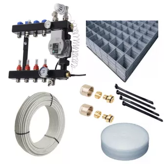 Vloerverwarming Set - VTE InLine Verdeler 4 Groepen 35 - 46 M2 - Compleet Geleverd Met Draagmatten 3 Vloerverwarming Set - VTE InLine Verdeler 4 Groepen 35 - 46 M2 - Compleet Geleverd Met Draagmatten