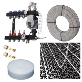 Vloerverwarming Set Voor 94 -106 M2 - VTE InLine Verdeler 9 Groepen - Compleet Geleverd Met Noppenplaat 3 Vloerverwarming Set Voor 94 -106 M2 - VTE InLine Verdeler 9 Groepen - Compleet Geleverd Met Noppenplaat