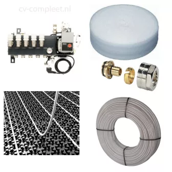 Vloerverwarming Set Tot 106 - 118 M2 - Compact Verdeler 10 Groepen - Compleet Geleverd Met Noppenplaat 3 Vloerverwarming Set Tot 106 - 118 M2 - Compact Verdeler 10 Groepen - Compleet Geleverd Met Noppenplaat