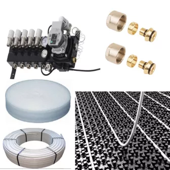 Vloerverwarming Set Tot 70 - 82 M2 - Compact Verdeler 7 Groepen - Compleet Geleverd Met Noppenplaat 3 Vloerverwarming Set Tot 70 - 82 M2 - Compact Verdeler 7 Groepen - Compleet Geleverd Met Noppenplaat