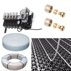 Vloerverwarming Set Voor 11 - 23 M2 - Compact Verdeler 2 Groepen - Compleet Geleverd Met Noppenplaat