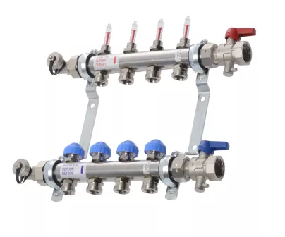 VTE - RVS Vloerverwarming Verdeler 8 Groepen 3 VTE - RVS Vloerverwarming Verdeler 8 Groepen