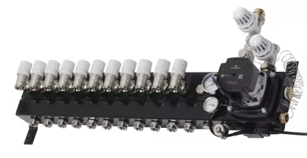 VTE Slim 11 Groepen Vloerverwarming Verdeler Voor Stadsverwarming Met Grundfoss UPM3 A-label Pomp 3 VTE Slim 11 Groepen Vloerverwarming Verdeler Voor Stadsverwarming Met Grundfoss UPM3 A-label Pomp