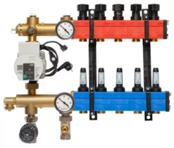 Nathan SBK 4800 - 5 Groepen Vloerverwarming Verdeler Met Debietmeters, Kunststof Met Energiezuinige Pomp