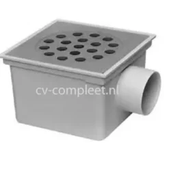 ABS Schrobput 20 X 20 Cm RVS Rooster, Zij Uitlaat 75 Mm